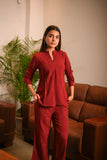 Women 3/4 Sleeves Viscose Cord Set