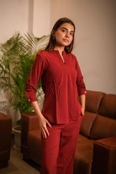 Women 3/4 Sleeves Viscose Cord Set
