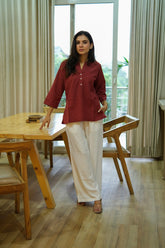 Women Airy Linen Short Kurta
