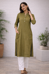 Women Airy Linen Long Kurta
