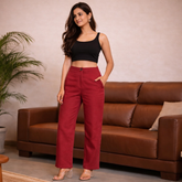 Women Airy Linen Straight Pant