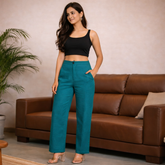Women Airy Linen Straight Pant