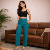 Women Airy Linen Straight Pant