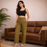 Women Airy Linen Straight Pant