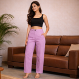 Women Airy Linen Straight Pant