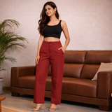 Women Airy Linen Straight Pant