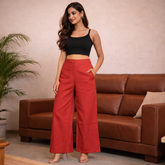 Women Airy Linen Wide Leg Pant