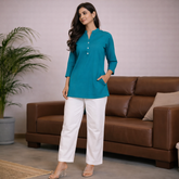 Women Airy Linen Short Kurta