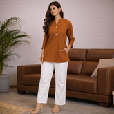 Women Airy Linen Short Kurta