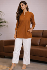 Women Airy Linen Short Kurta