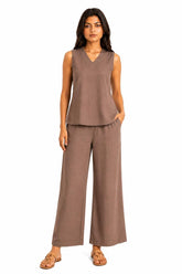 Women Viscose Sleeve Less Cord Set