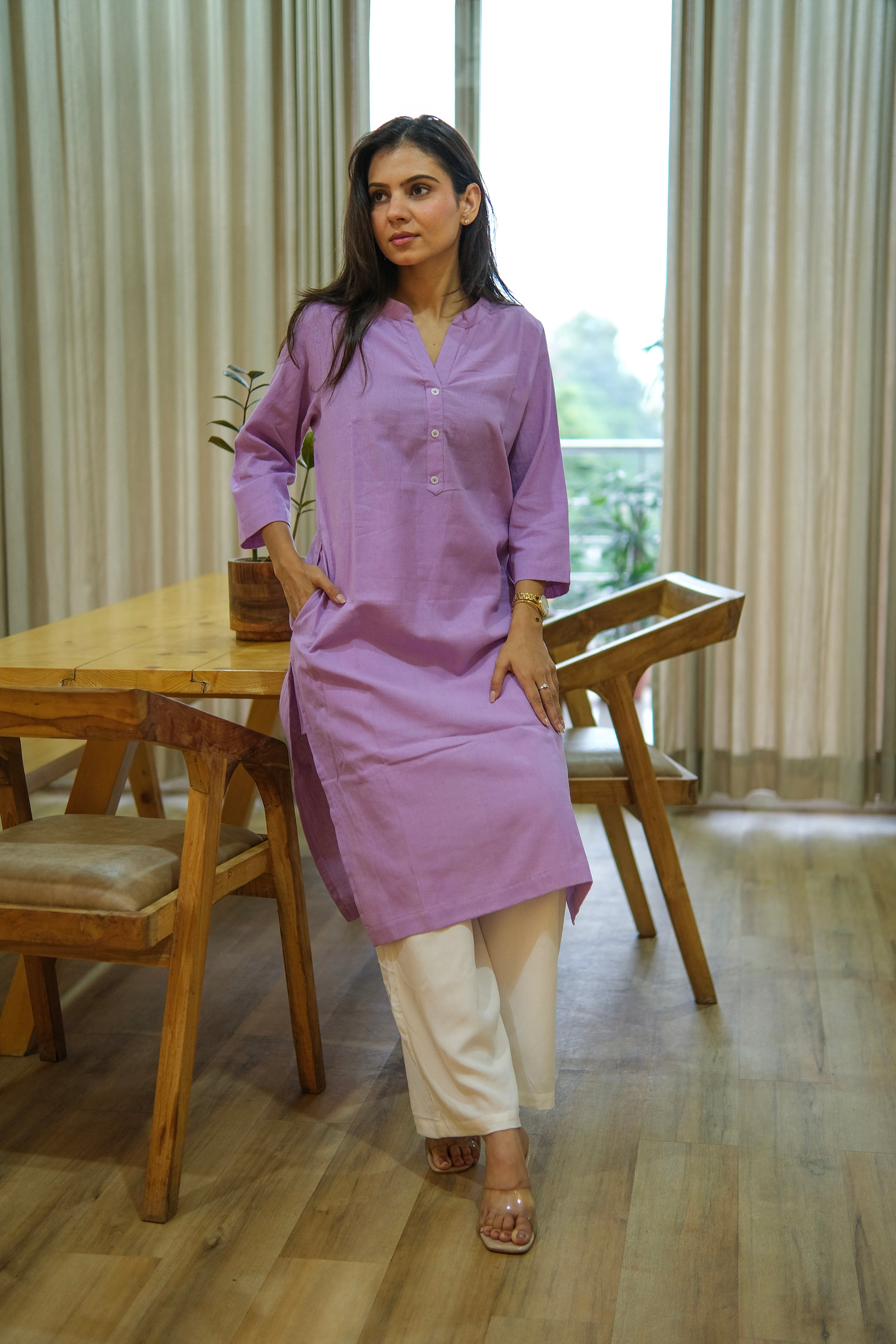 Women Airy Linen Long Kurta