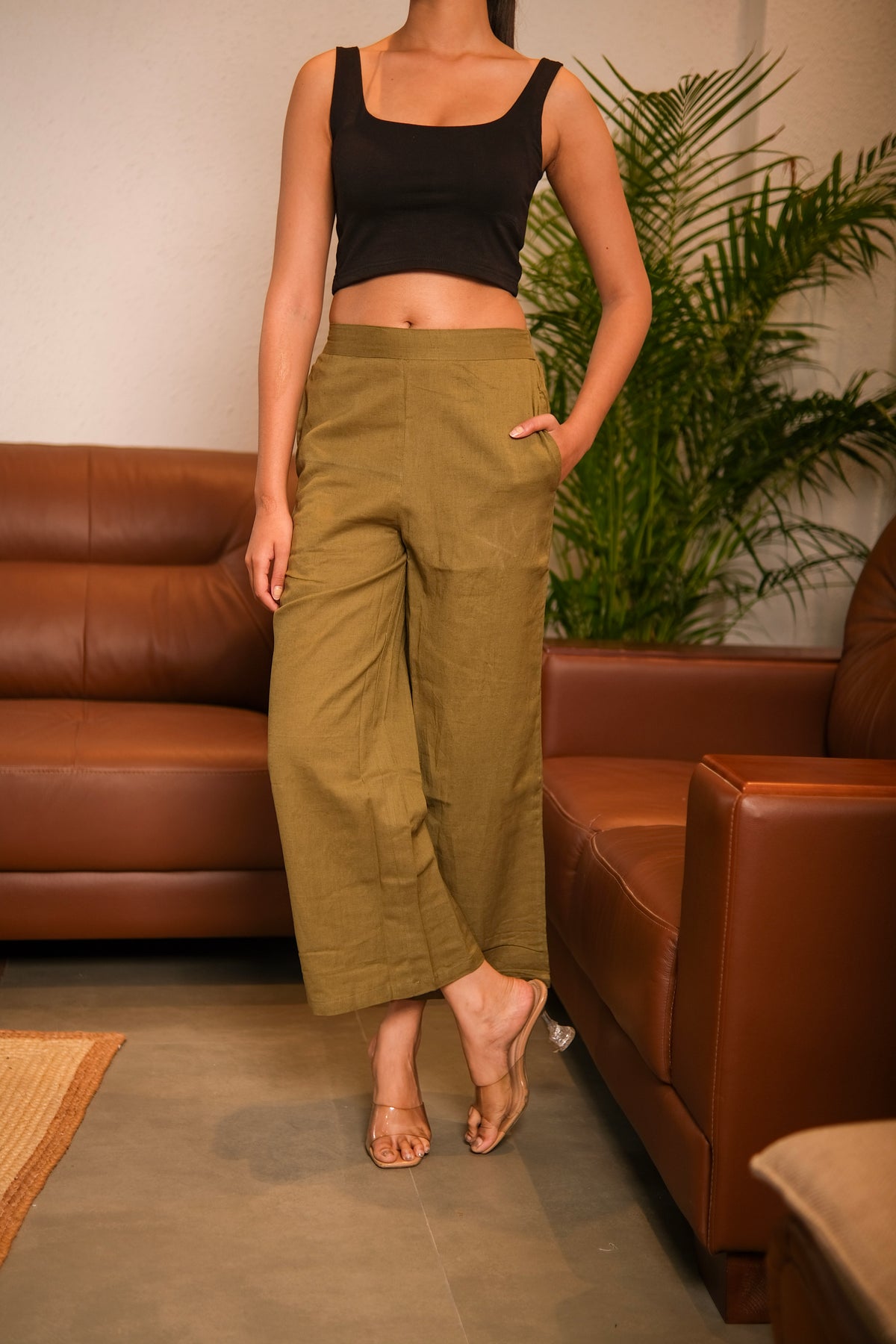 Women Airy Linen Wide Leg Pant