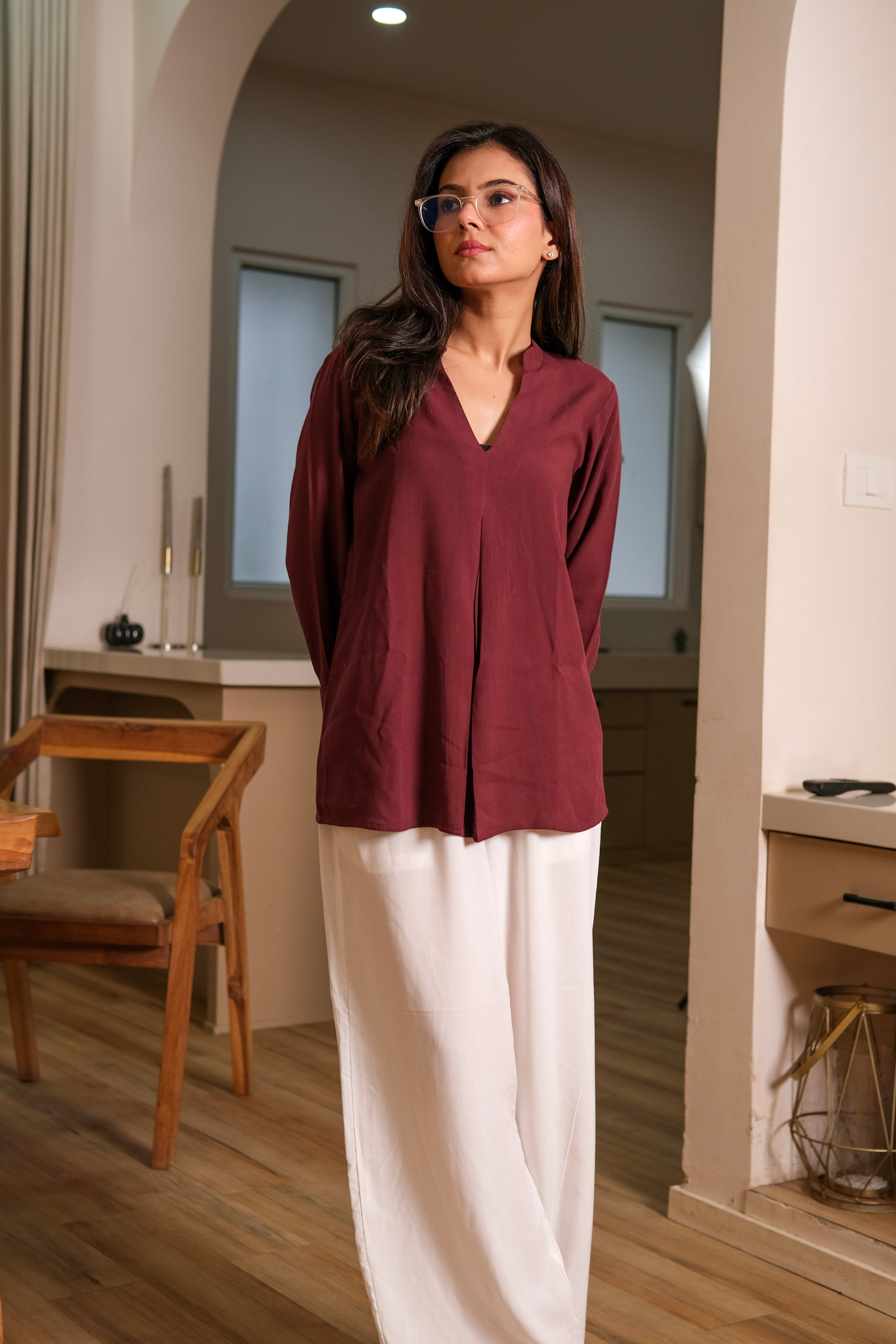Women Viscose Pleated Top