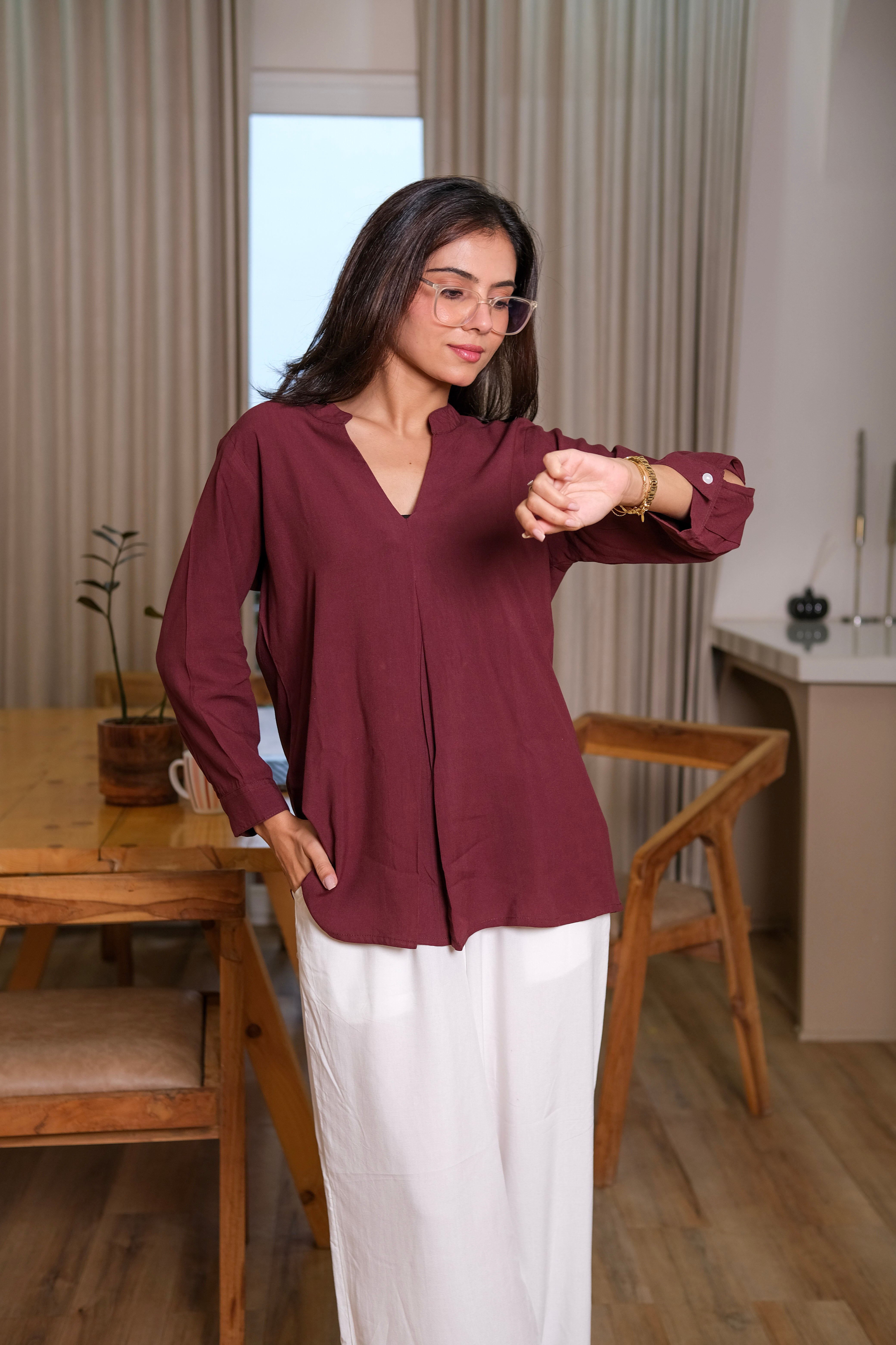 Women Viscose Pleated Top