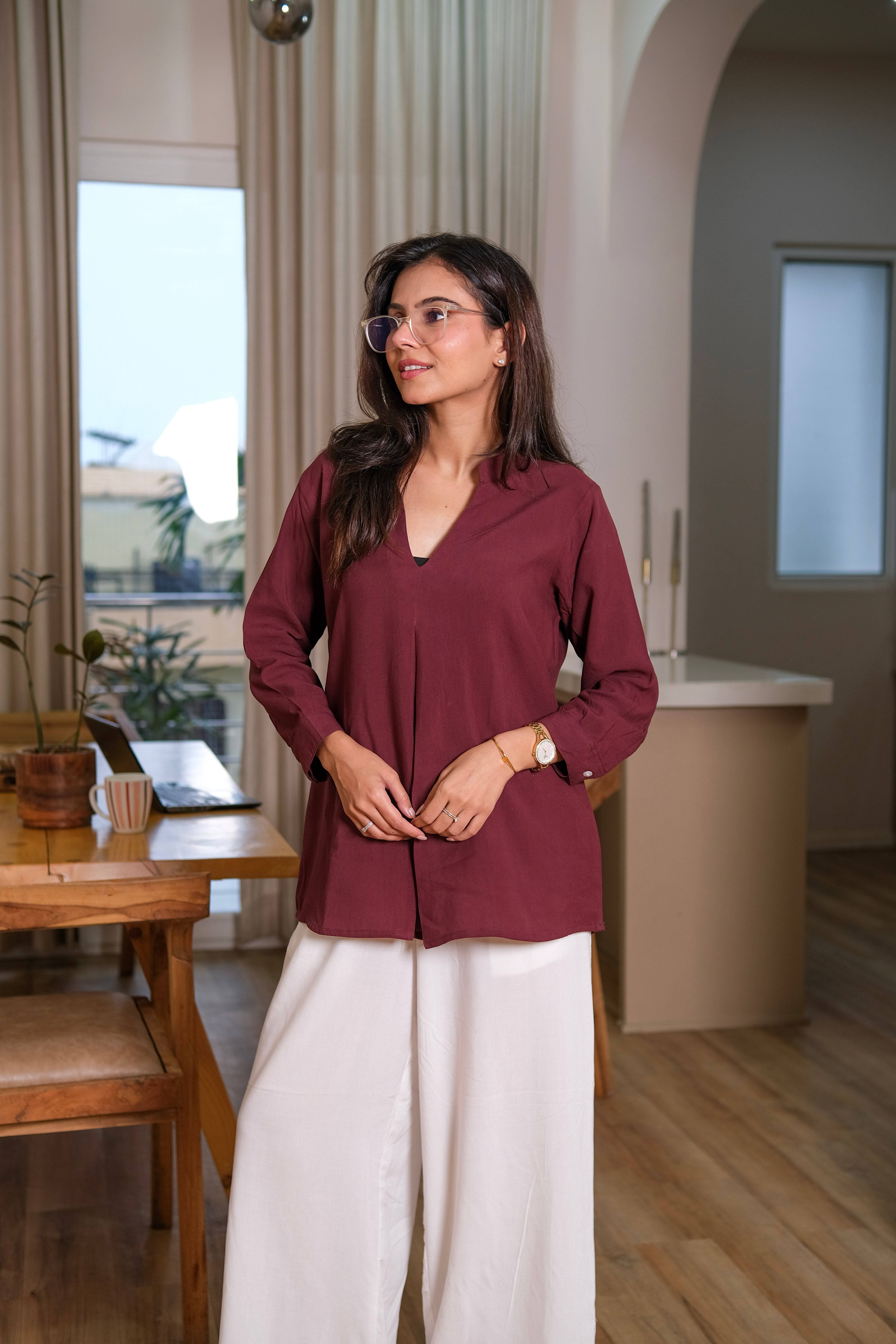 Women Viscose Pleated Top