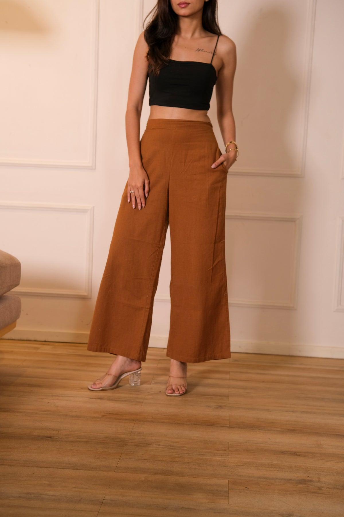 Women Airy Linen Wide Leg Pant