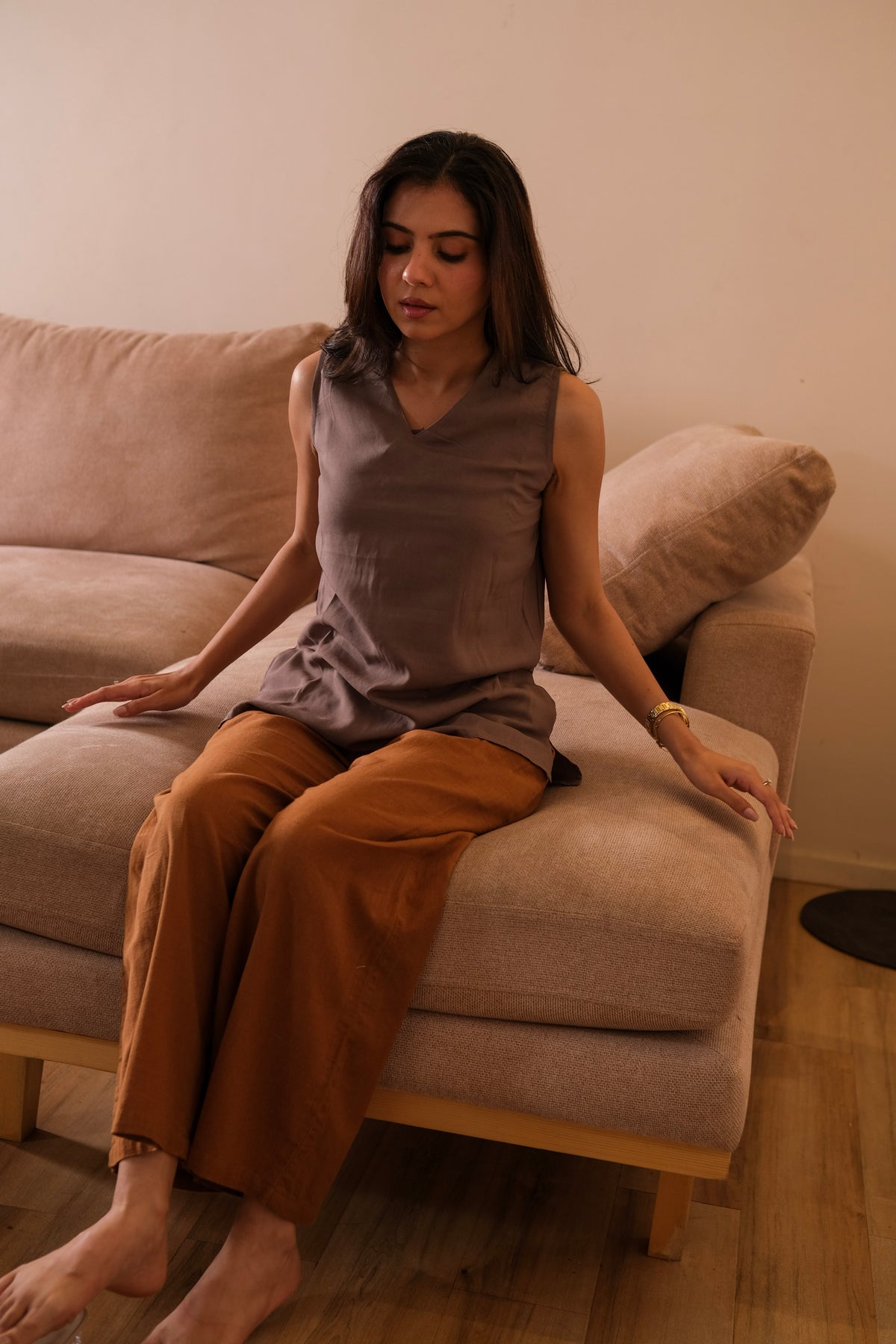 Women Airy Linen Wide Leg Pant