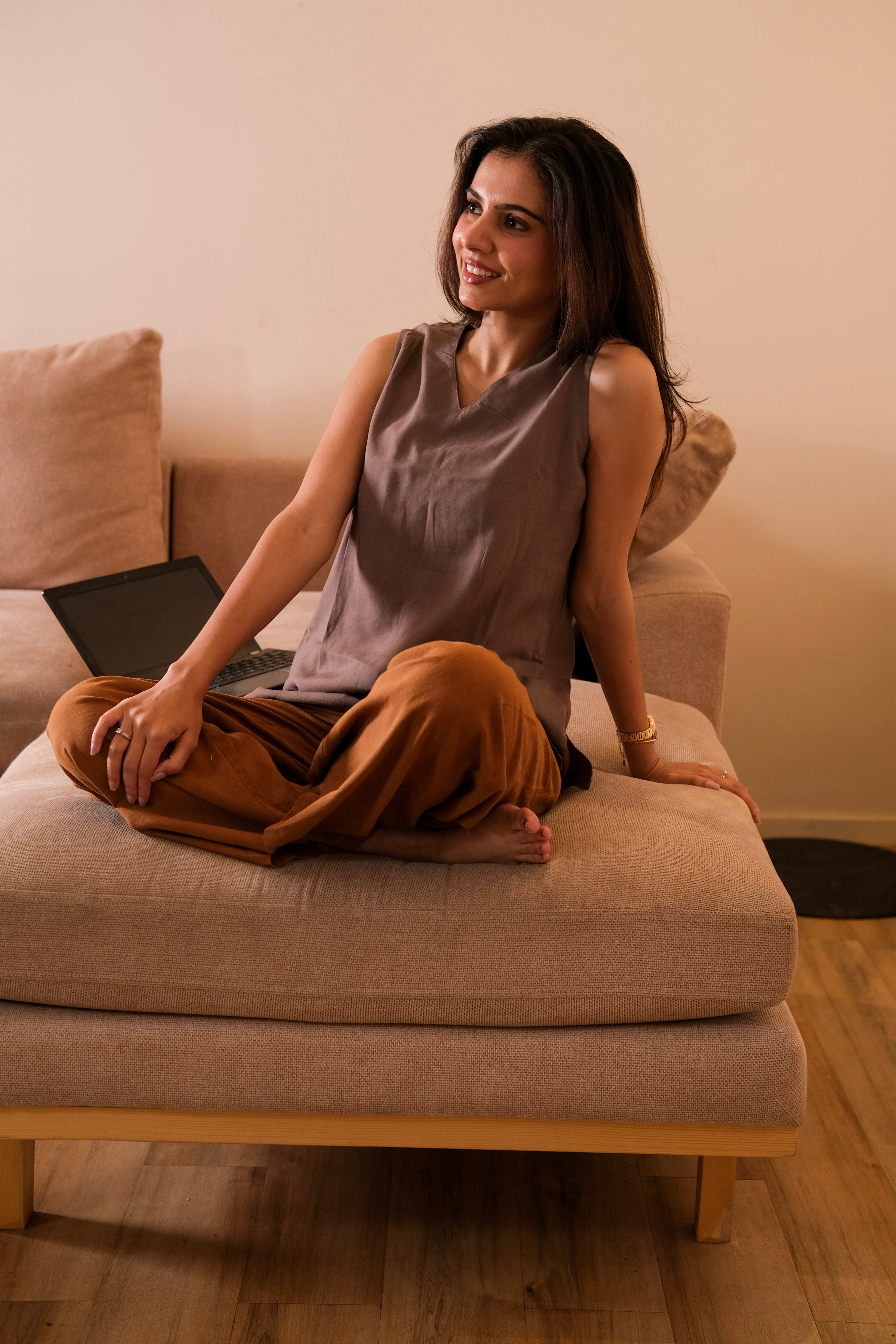 Women Airy Linen Wide Leg Pant