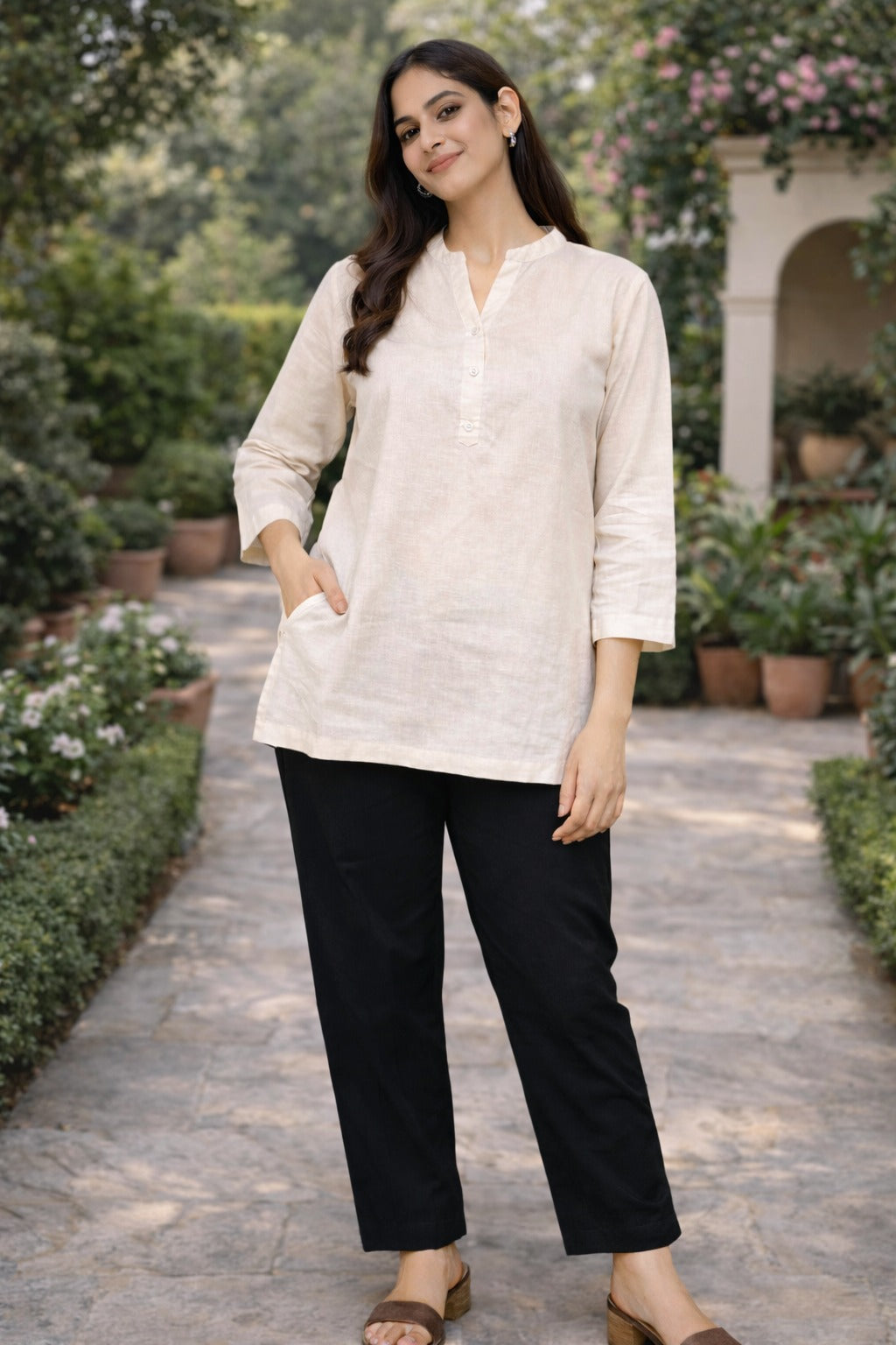 Women Airy Linen Short Kurta