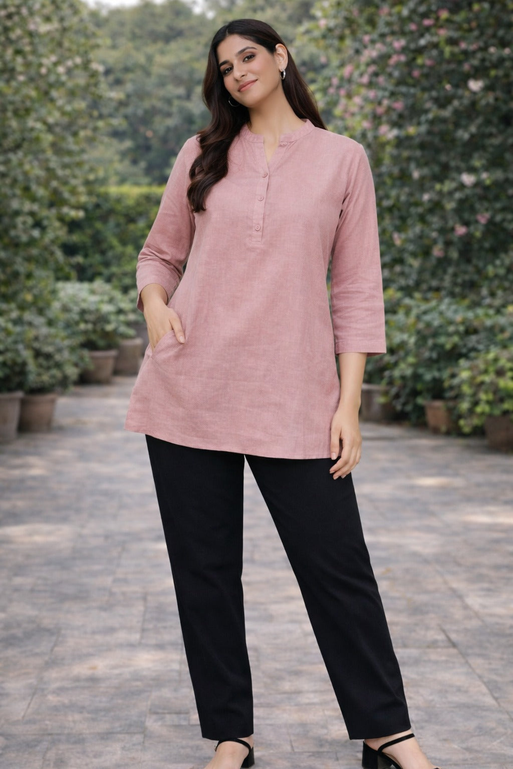 Women Airy Linen Short Kurta