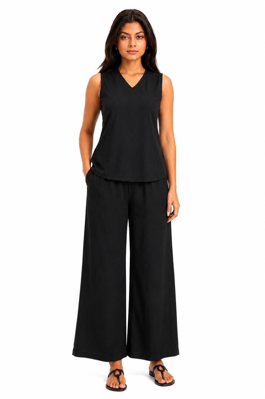 Women Viscose Sleeve Less Cord Set
