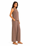 Women Viscose Sleeve Less Cord Set